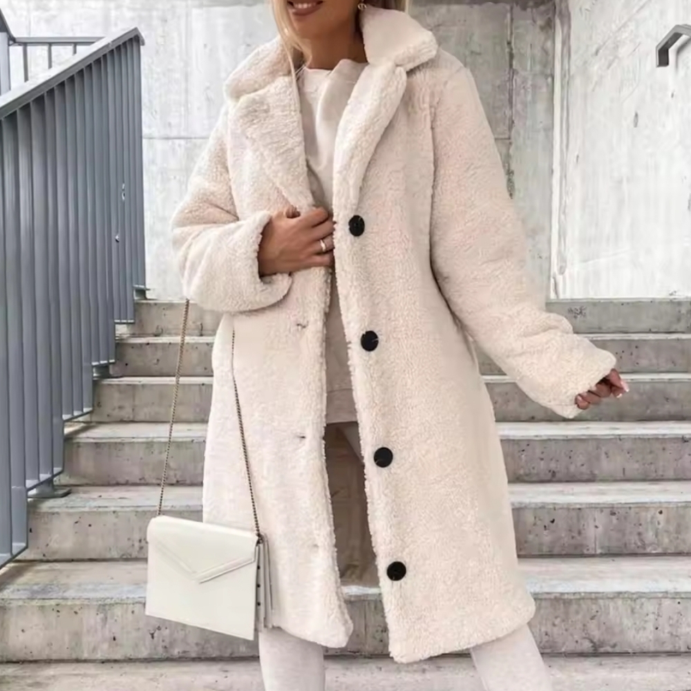 Women Teddy Jacket Super Soft Coldproof Single-breasted Trench Coat Plush Autumn - Picture 1 of 4